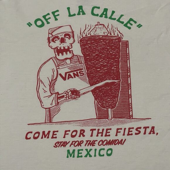 Vans Mexico Shirt Mens Small Tacos Off La Calle Come For The Fiesta Distressed - Picture 8 of 10